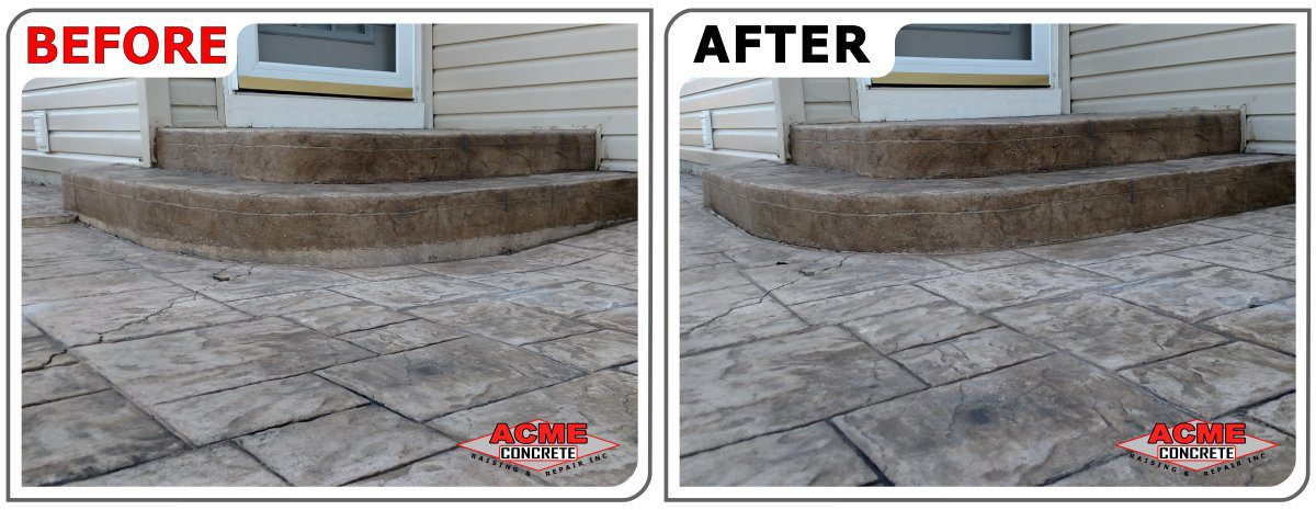 Stamped concrete patio dropped in West Dundee