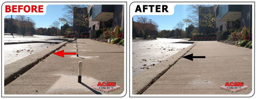 Commercial concrete sidewalk lifting