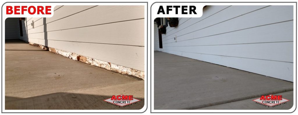 Concrete porch raised with polyurethane