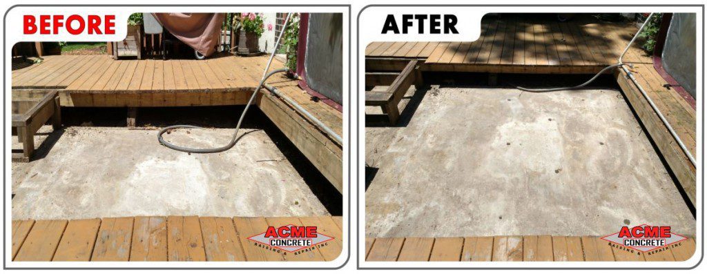 Before and after photos of raised concrete slab for hot tub in Barrington, IL