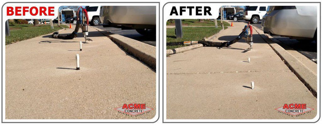 Commercial concrete leveling services to repair trip hazards.