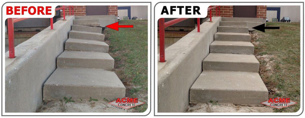 Lift and level concrete stairs at a commercial location