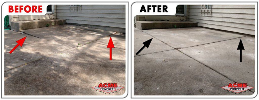 Raise and support settled concrete patio.