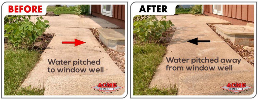 Correct sidewalk and patio pitch.
