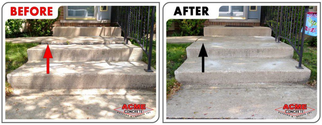 Lift and level concrete steps.