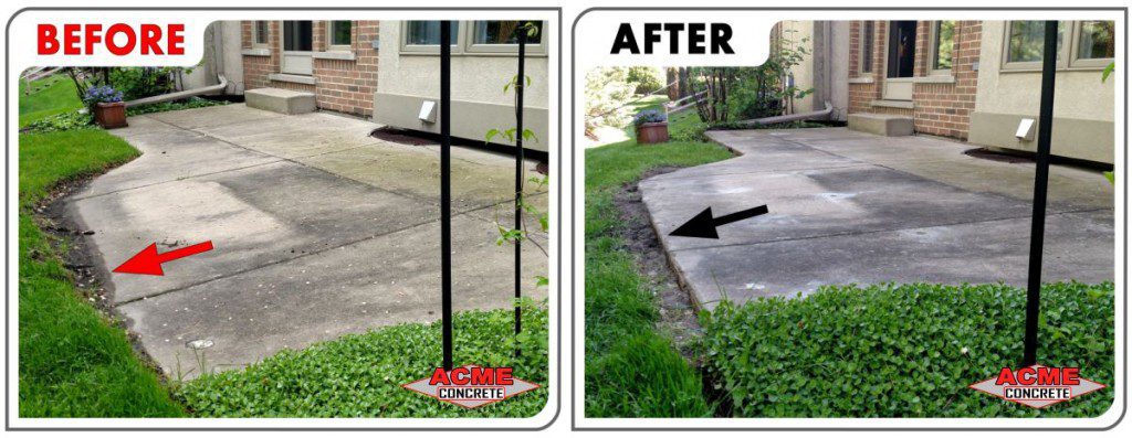 Raise and support settled concrete patio