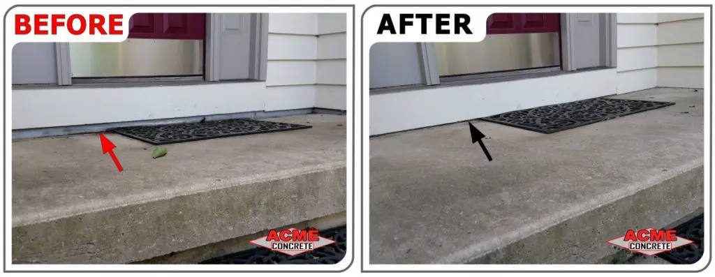 Settled concrete porch repair in Crystal Lake