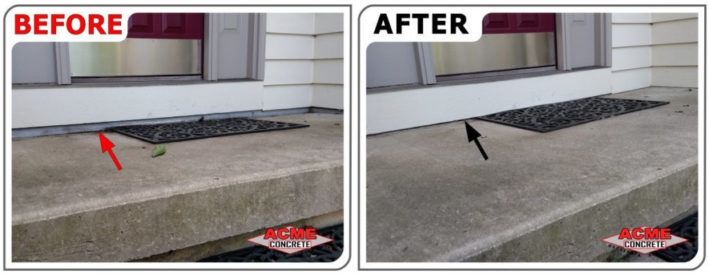 Settled concrete porch repair in Crystal Lake