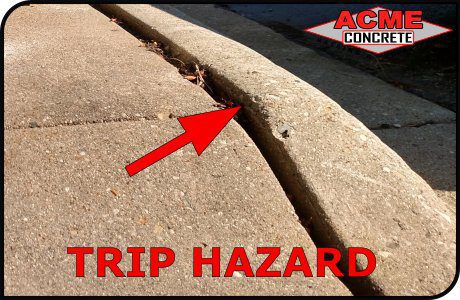 commercial sidewalk trip hazard along a curb